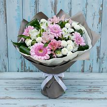 Букет цветов из:  Герберы, Альстромерии и Хризантемы в Совхозный