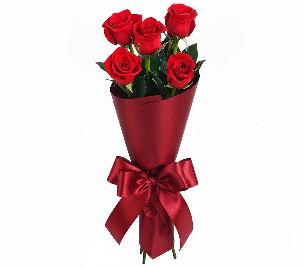 Букет 5 Красных роз Эдлесс Лав в Совхозный