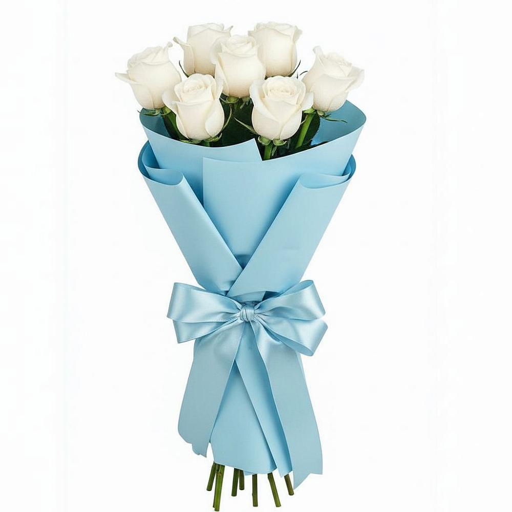 Букет 7 белых роз Проуд в Совхозный