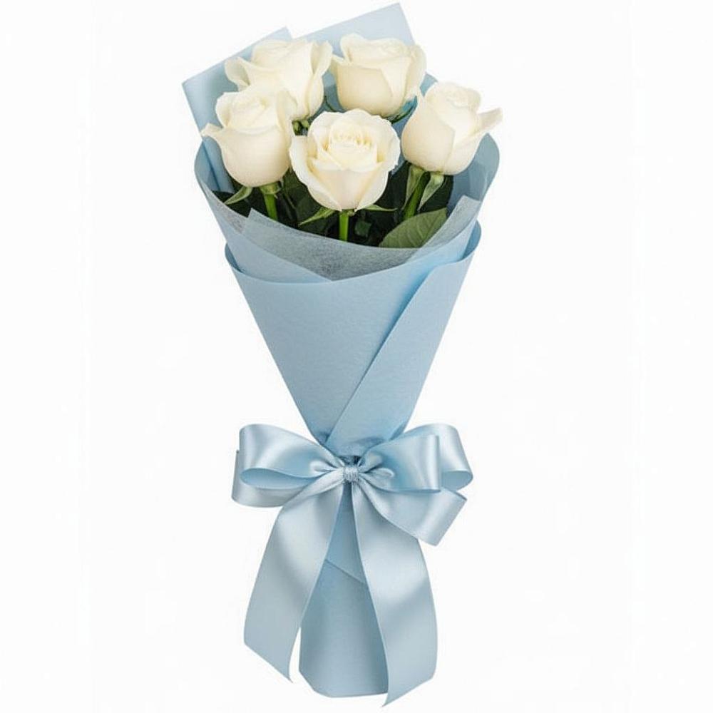 Букет 5 Белых роз Проуд в Совхозный