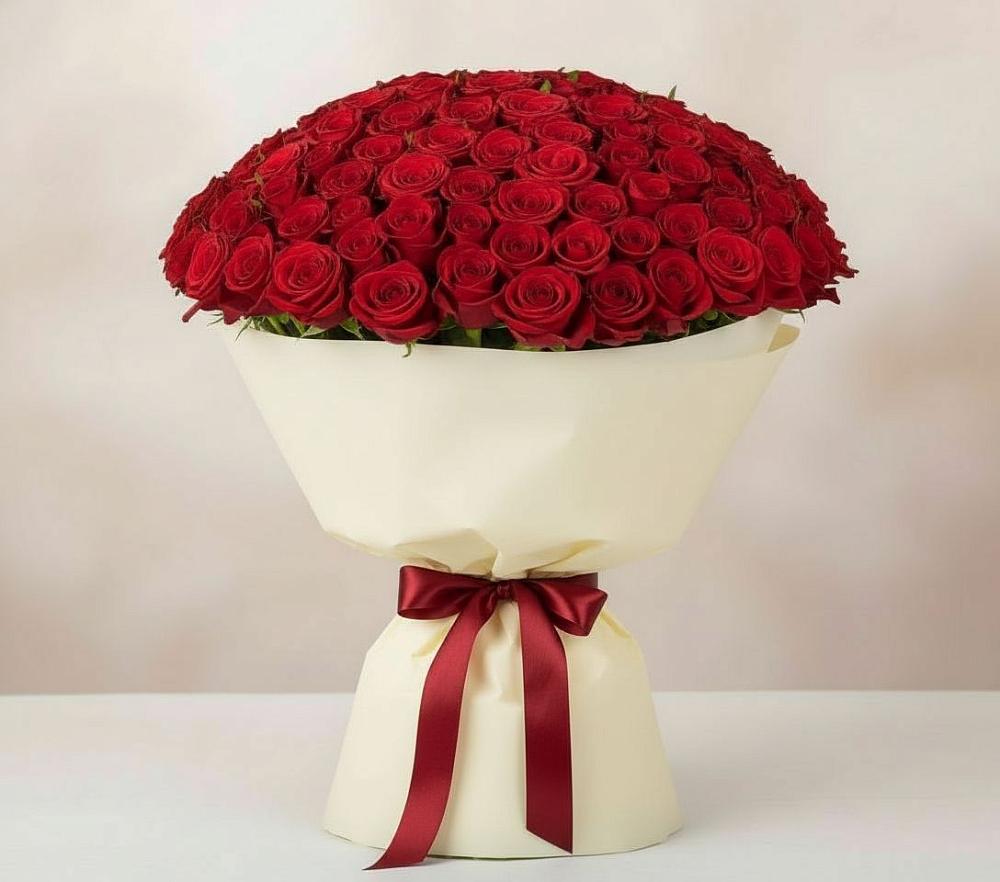 Букет 101 Красная роза Милано в Совхозный
