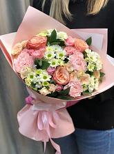 Букет нежные объятья в Совхозный Букет цветов из: Гвоздики, Розы и Хризантемы в Совхозный