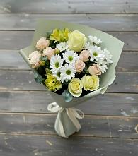 Букет цветов из:  Альстромерии, Розы и Хризантемы в Совхозный
