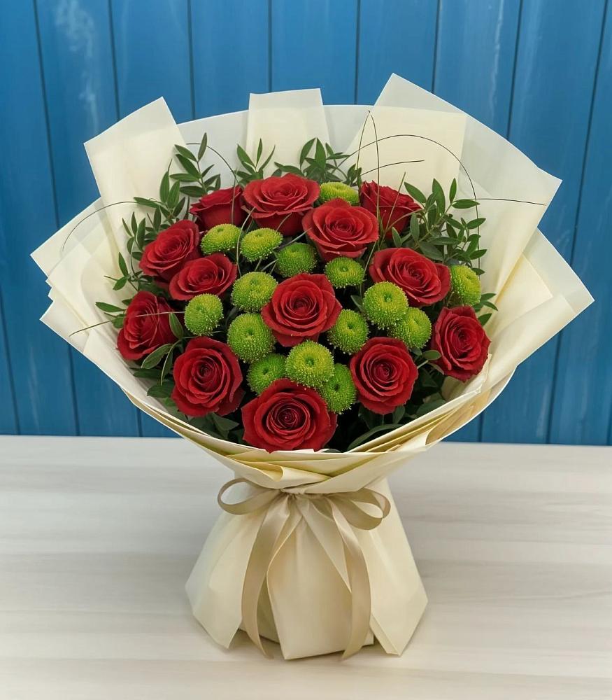 Букет цветов из: Розы и Хризантемы в Совхозный