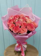 Букет 15 Розовых роз Равель в Совхозный