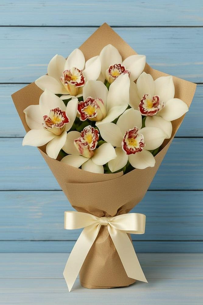 Букет цветов из: Орхидеи и Розы в Совхозный